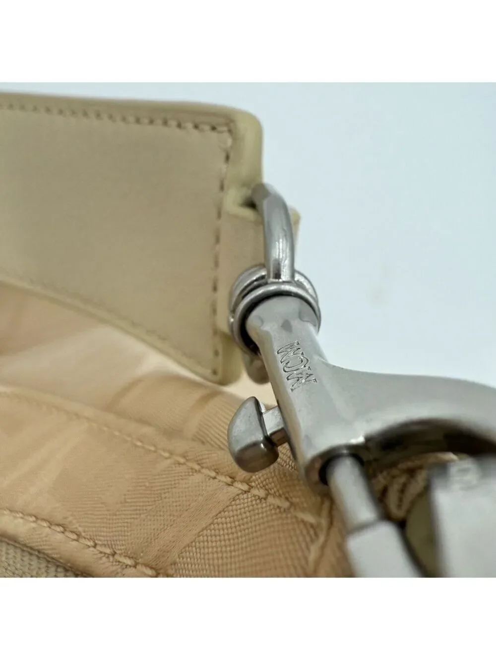 MCM Beige Monogram Hobo Bag with Removable Strap
